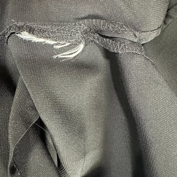 Banana Republic Blouse Womens Small Petite Black Semi Sheer V Neck Gold Detail - Picture 6 of 8